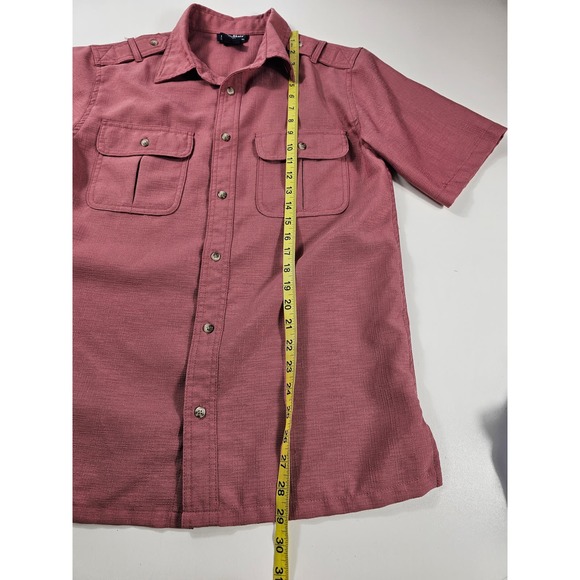 John Blair linen look pilot shirt coral red size small double pocket EUC ^ - Picture 6 of 7
